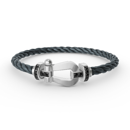 [LuxJewelry]FORCE LARGE HORSESHOE BLACK DIAMOND BRACELET SILVER