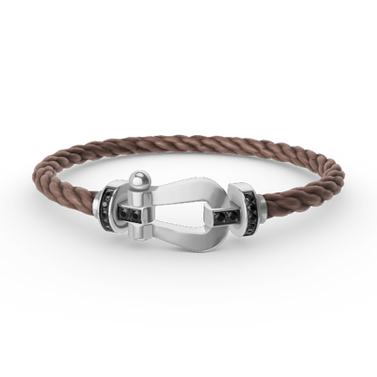 [LuxJewelry]FORCE LARGE HORSESHOE BLACK DIAMOND BRACELET SILVER