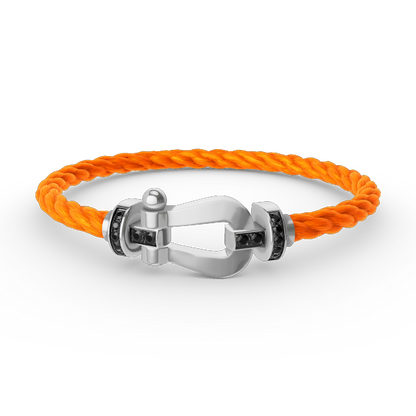 [LuxJewelry]FORCE LARGE HORSESHOE BLACK DIAMOND BRACELET SILVER