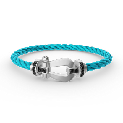[LuxJewelry]FORCE LARGE HORSESHOE BLACK DIAMOND BRACELET SILVER