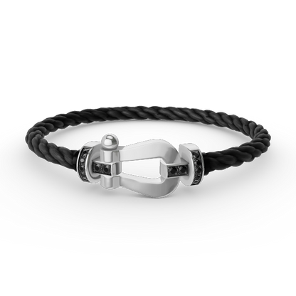 [LuxJewelry]FORCE LARGE HORSESHOE BLACK DIAMOND BRACELET SILVER