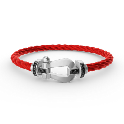 [LuxJewelry]FORCE LARGE HORSESHOE BLACK DIAMOND BRACELET SILVER