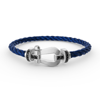 [LuxJewelry]FORCE LARGE HORSESHOE BLACK DIAMOND BRACELET SILVER