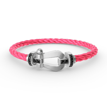 [LuxJewelry]FORCE LARGE HORSESHOE BLACK DIAMOND BRACELET SILVER