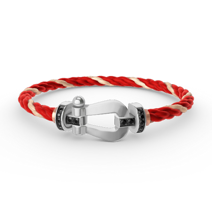 [LuxJewelry]FORCE LARGE HORSESHOE BLACK DIAMOND BRACELET SILVER