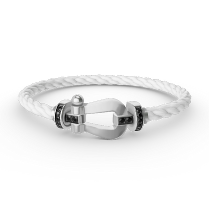 [LuxJewelry]FORCE LARGE HORSESHOE BLACK DIAMOND BRACELET SILVER