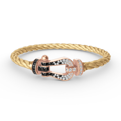 [LuxJewelry]FORCE LARGE HORSESHOE BLACK WHITE DIAMOND BRACELET ROSE GOLD
