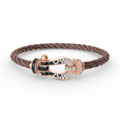 [LuxJewelry]FORCE LARGE HORSESHOE BLACK WHITE DIAMOND BRACELET ROSE GOLD