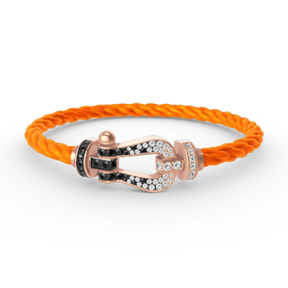 [LuxJewelry]FORCE LARGE HORSESHOE BLACK WHITE DIAMOND BRACELET ROSE GOLD