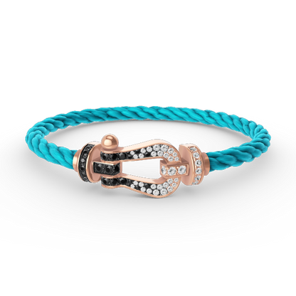 [LuxJewelry]FORCE LARGE HORSESHOE BLACK WHITE DIAMOND BRACELET ROSE GOLD