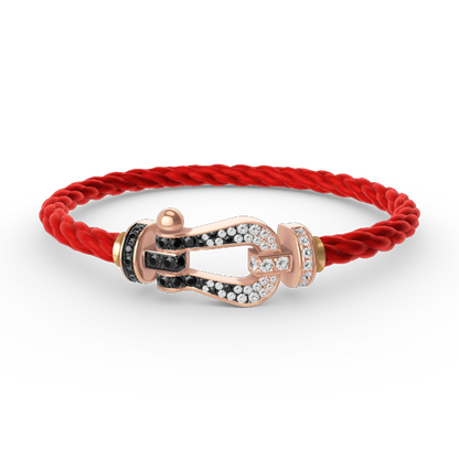 [LuxJewelry]FORCE LARGE HORSESHOE BLACK WHITE DIAMOND BRACELET ROSE GOLD