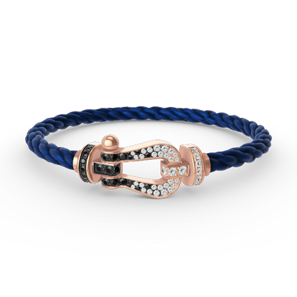 [LuxJewelry]FORCE LARGE HORSESHOE BLACK WHITE DIAMOND BRACELET ROSE GOLD
