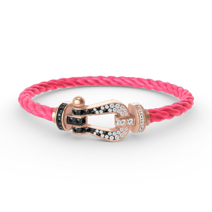 [LuxJewelry]FORCE LARGE HORSESHOE BLACK WHITE DIAMOND BRACELET ROSE GOLD