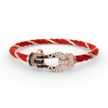 [LuxJewelry]FORCE LARGE HORSESHOE BLACK WHITE DIAMOND BRACELET ROSE GOLD