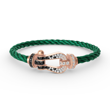[LuxJewelry]FORCE LARGE HORSESHOE BLACK WHITE DIAMOND BRACELET ROSE GOLD
