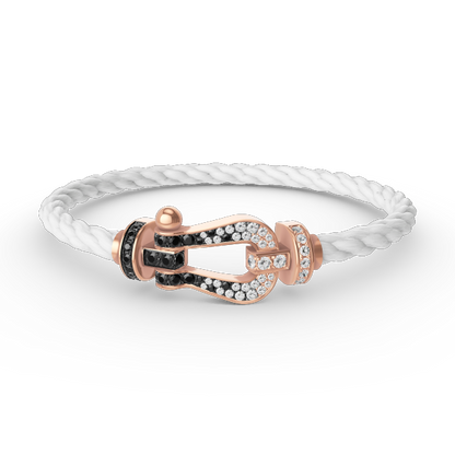 [LuxJewelry]FORCE LARGE HORSESHOE BLACK WHITE DIAMOND BRACELET ROSE GOLD