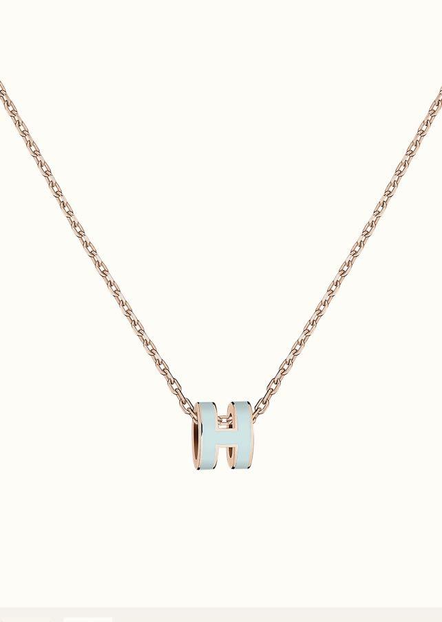 [LuxJewelry]POP H LIGHT BLUE NECKLACE