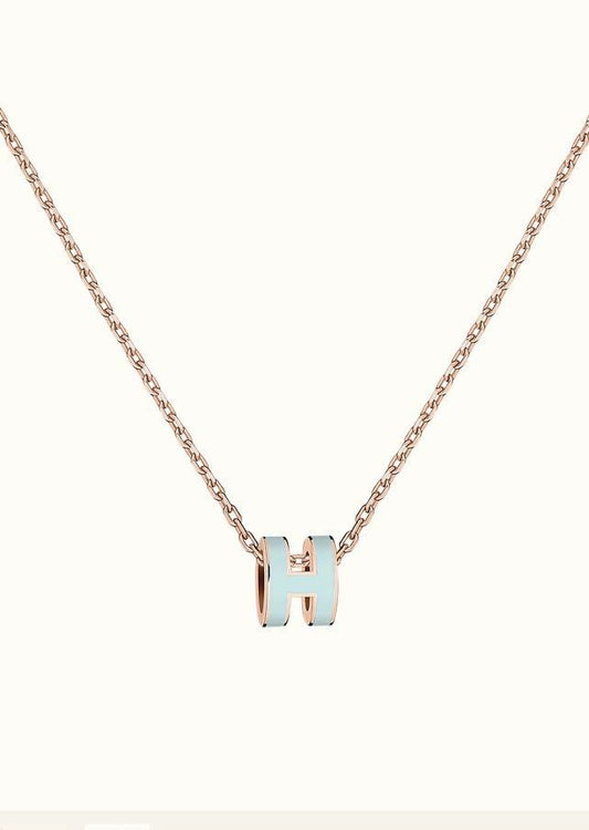 [LuxJewelry]POP H LIGHT BLUE NECKLACE
