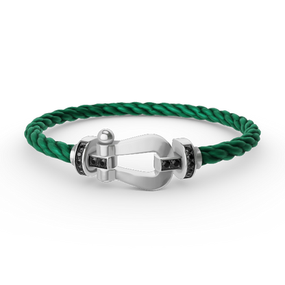 [LuxJewelry]FORCE LARGE HORSESHOE BLACK DIAMOND BRACELET SILVER