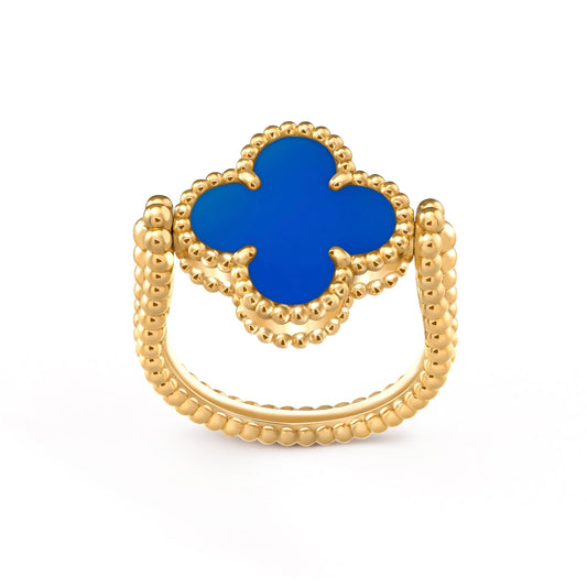 [LuxJewelry]CLOVER RIVERSIBLE BLUE AGATE RING