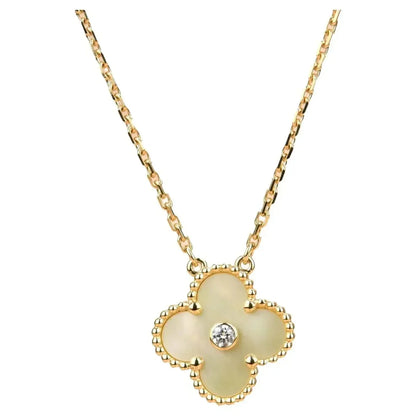 [LuxJewelry]CLOVER 15MM DIAMOND GOLD MOTHER OF PEARL NECKLACE