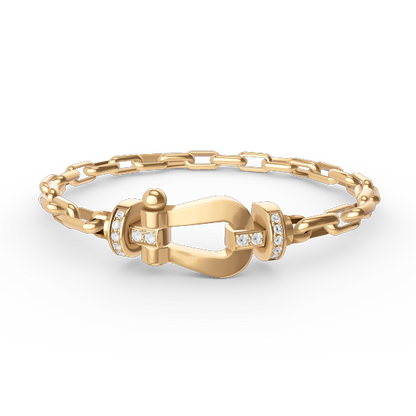 [LuxJewelry]FORCE LARGE HORSESHOE CLASP  METAL BRACELET