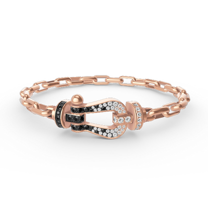 [LuxJewelry]FORCE LARGE HORSESHOE CLASP  METAL BRACELET