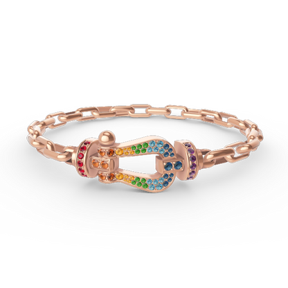 [LuxJewelry]FORCE LARGE HORSESHOE CLASP  METAL BRACELET