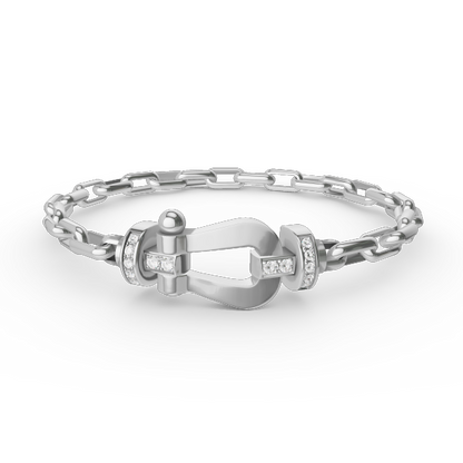 [LuxJewelry]FORCE LARGE HORSESHOE CLASP  METAL BRACELET