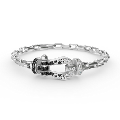 [LuxJewelry]FORCE LARGE HORSESHOE CLASP  METAL BRACELET