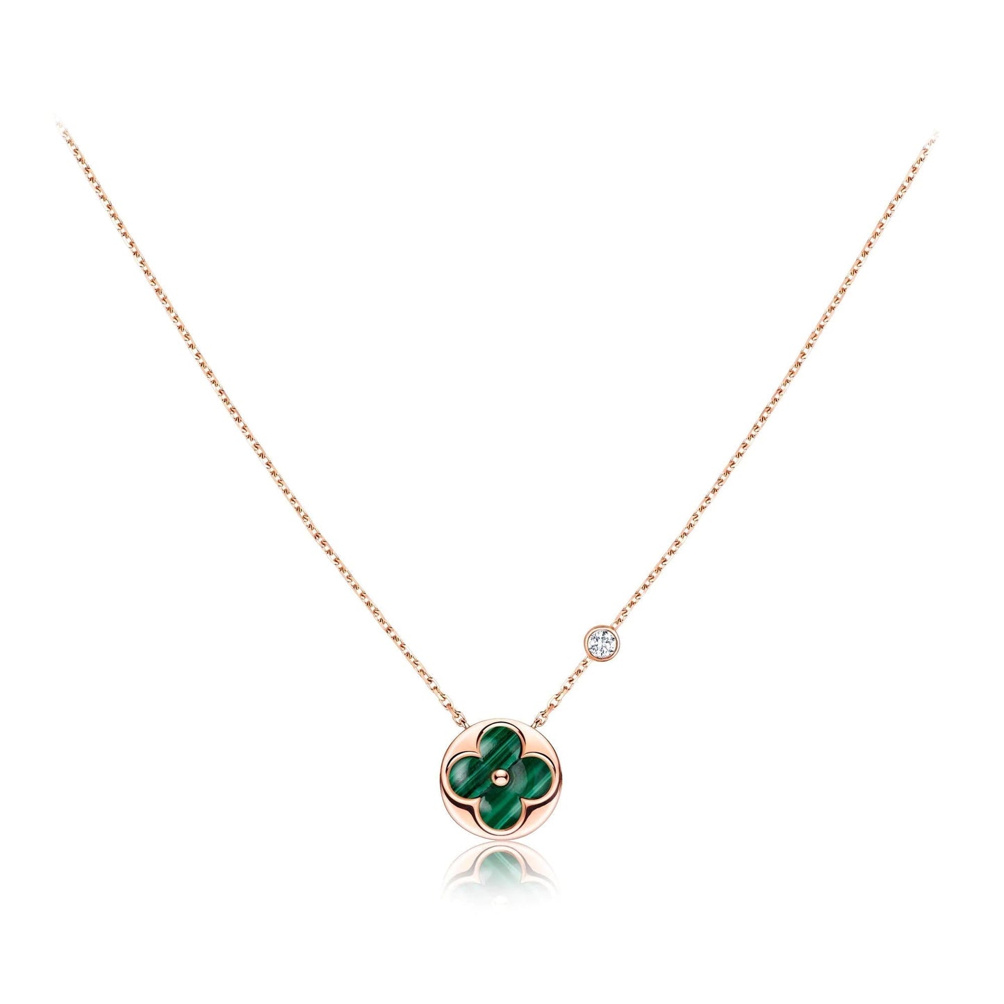 [LuxJewelry]SUN PEDANT PINK GOLD 1 DIAMOND NECKLACE