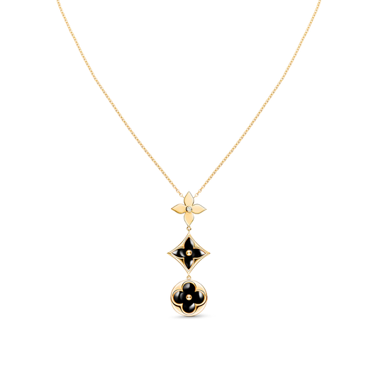 [LuxJewelry]STAR AND SUN ONYX PINK GOLD NECKLACE