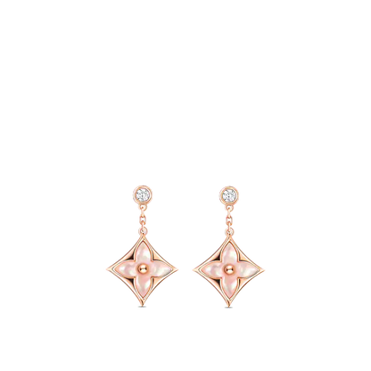 [LuxJewelry]DOUBLE STAR PINK GOLD MOP DROP EARRINGS