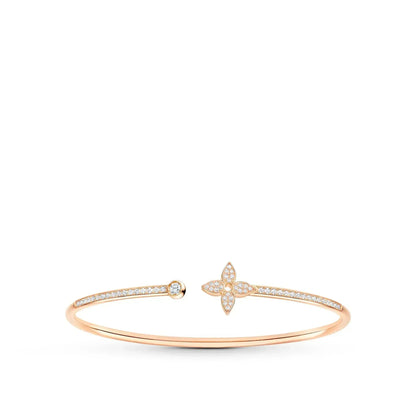 [LuxJewelry]IDYLLE PINK GOLD OPEN BRACELET DIAMOND PAVED