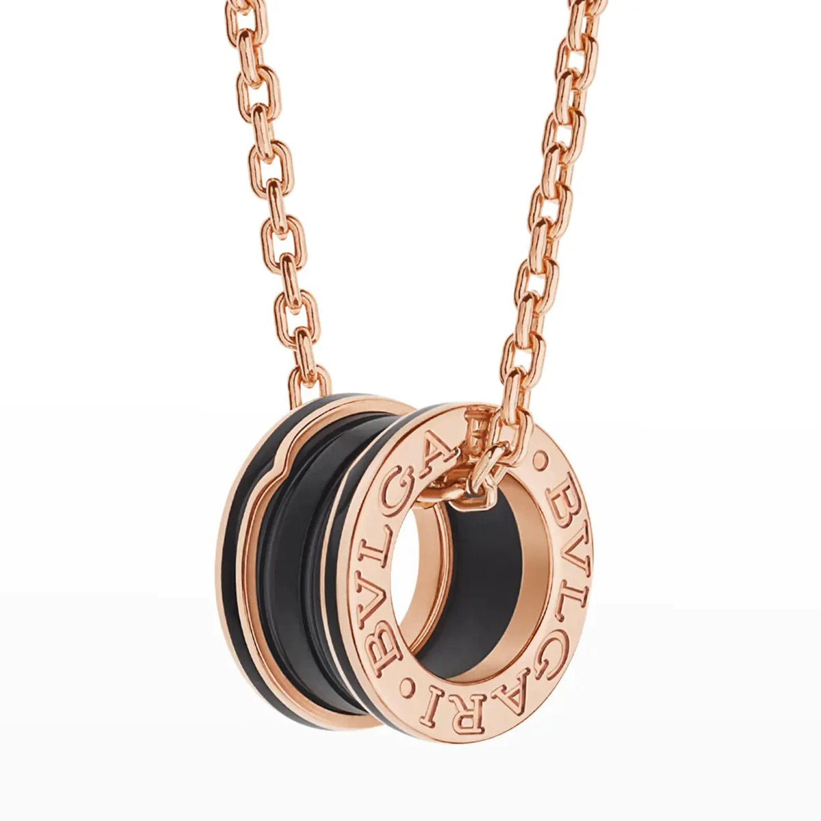 [LuxJewelry]ZERO 1 BLACK CERAMIC PINK GOLD NECKLACE