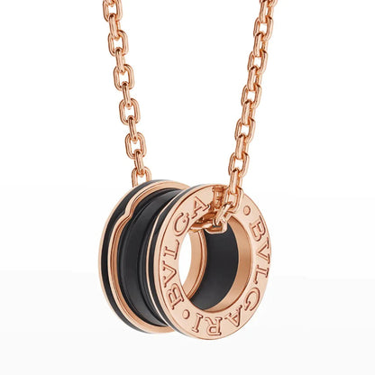[LuxJewelry]ZERO 1 BLACK CERAMIC PINK GOLD NECKLACE