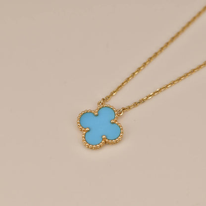 [LuxJewelry]CLOVER 15MM VINTAGE TURQUOISE NECKLACE