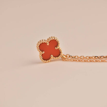 [LuxJewelry]CLOVER MINI 9.5MM WHITE CARNELIANS NECKLACE