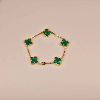 [LuxJewelry]CLOVER 5 MOTIFS MALACHITE BRACELET