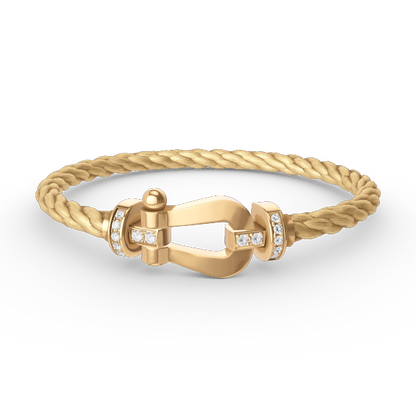 [LuxJewelry]FORCE LARGE HORSESHOE HALF DIAMOND BRACELET GOLD