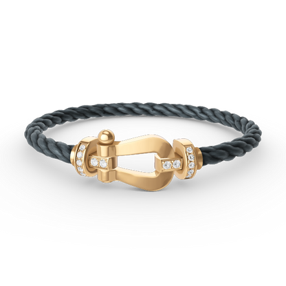 [LuxJewelry]FORCE LARGE HORSESHOE HALF DIAMOND BRACELET GOLD
