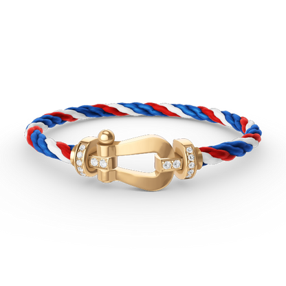 [LuxJewelry]FORCE LARGE HORSESHOE HALF DIAMOND BRACELET GOLD
