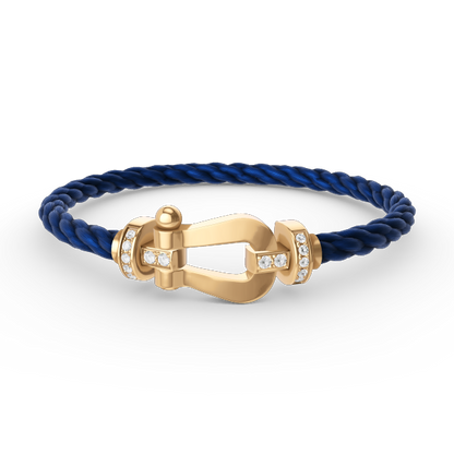 [LuxJewelry]FORCE LARGE HORSESHOE HALF DIAMOND BRACELET GOLD