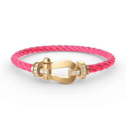 [LuxJewelry]FORCE LARGE HORSESHOE HALF DIAMOND BRACELET GOLD