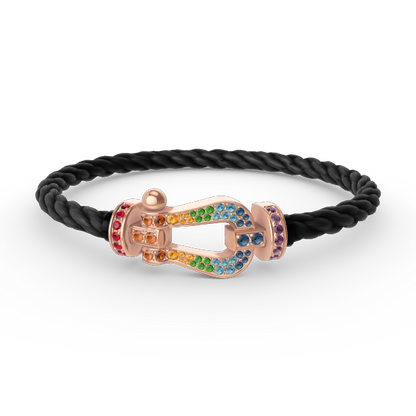 [LuxJewelry]FORCE LARGE HORSESHOE  COLORED DIAMOND BRACELET ROSE GOLD