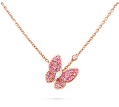 [LuxJewelry]BUTTERFLY RED DIAMOND ROSE GOLD NECKLACE