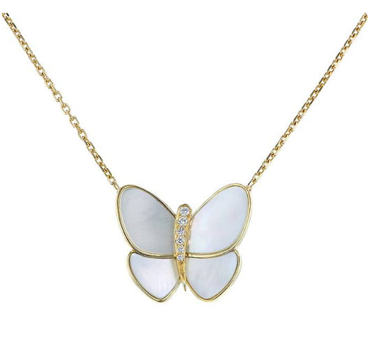 [LuxJewelry]BUTTERFLY GOLD MOP DIAMOND NECKLACE