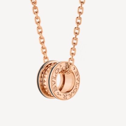 [LuxJewelry]ZERO 1 ROCK PEDANT PINK GOLD BLACK NECKLACE