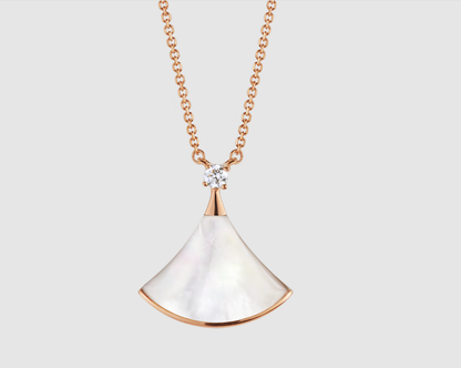 [LuxJewelry]DREAM NECKLACE WHITE MOP PINK GOLD 1 DIAMOND