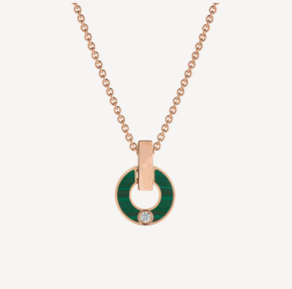 [LuxJewelry]GARI NECKLACE PINK GOLD MALACHITE